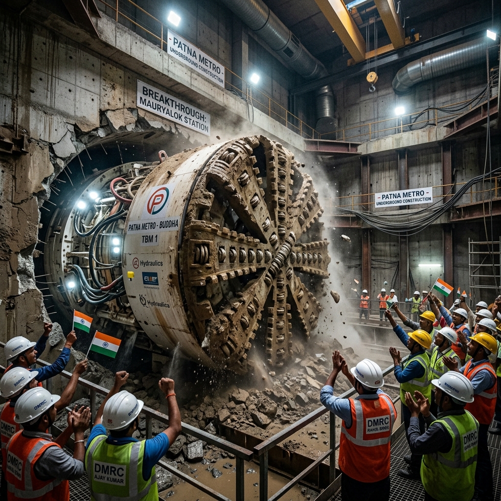 Patna Metro Tunnel Reaches Gandhi Maidan