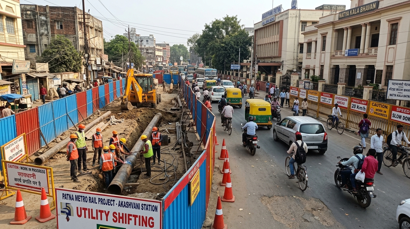 पटना आकाशवाणी मेट्रो — 15 दिन ट्रैफिक ब्लॉक, गैस पाइपलाइन शिफ्टिंग अलर्ट